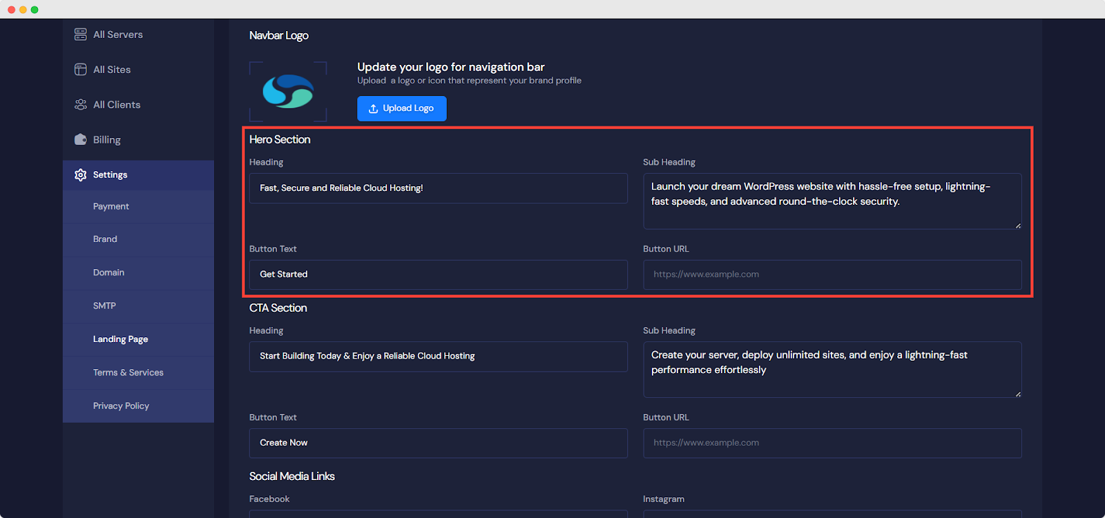Customize Reseller Landing Page in xCloud